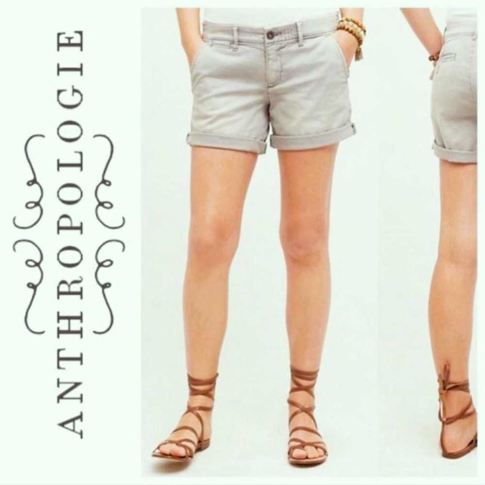 ANTHROPOLOGIE Pilcro Hyphen Shorts Womens 28 Sage Green Twill $58 Designer EUC